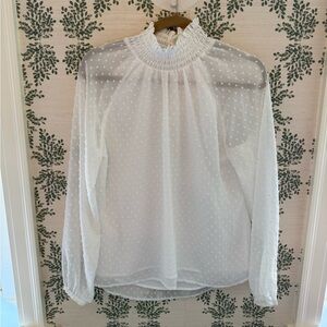 Yumi Kim Cream Smocked Blouse with Mandarin Collar